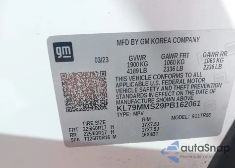 2023 Chevrolet Trailblazer Fwd Ls z USA, uszkodzony, nr VIN KL79MMS29PB162061